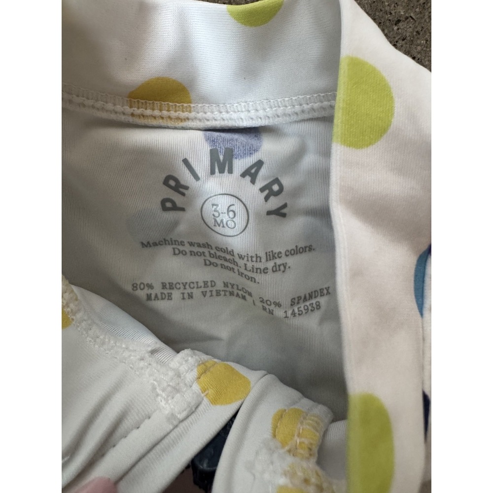 Primary Baby PolkaDot Swim Shirt & Diaper Cover Set Recycled Material Sz 3-6 Mos - Picture 4 of 4